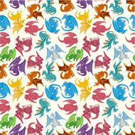 cartoon fire dragon seamless pattern