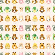 Chinese Zodiac animal seamless pattern