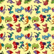 cartoon fire dragon seamless pattern N2