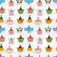 Cartoon party animal head seamless pattern