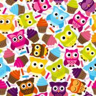 Seamless and Tileable Vector Owl Background Pattern N5