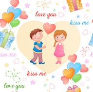 Seamless pattern with cute boy and girl
