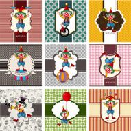 9 cute cartoon clown card