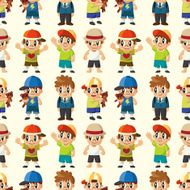 cartoon kid seamless pattern N2