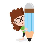 Happy Girl Holding A Big Pencil