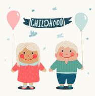 Summer Children Friends with Baloons