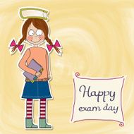 funny young student girl before exam
