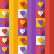 Background with hearts in flat icon style