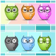 Vector cartoon owls