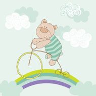 Cute Bear Riding Bike - Baby Shower Card