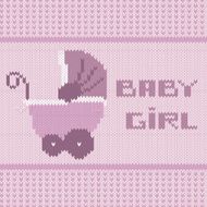 knitted baby girl shower announcement card N2