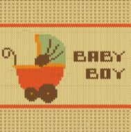 knitted baby boy shower announcement card