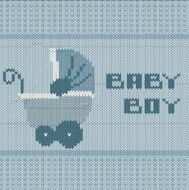 knitted baby boy shower announcement card N2