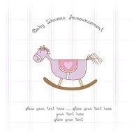 baby shower card with wood horse