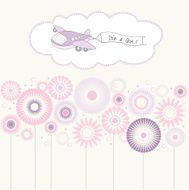 baby girl announcement card with airplane