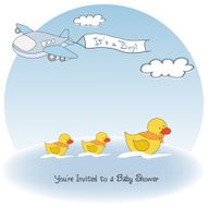 baby boy announcement card with airplane N2