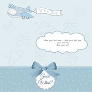 baby boy announcement card with airplane N4