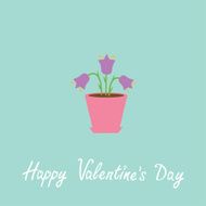 Violet flower in pot Happy Valentines Day card