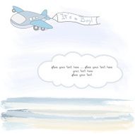 baby boy announcement card with airplane N5