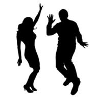 Vector silhouettes of dancing people N20