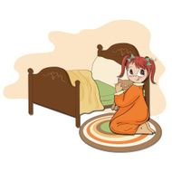 little girl is preparing for sleep