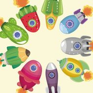 cartoon spaceship card N25