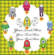cartoon spaceship card N32