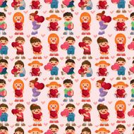 kid hug heart seamless pattern N2
