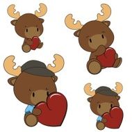 reindeer baby cartoon valentine set