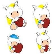 unicorn baby cartoon valentine set