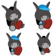 donkey baby cartoon valentine&acute;s day set