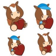 horse baby cartoon valentine set