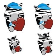 zebra baby cartoon valentine set