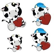 cow baby cartoon valentine set