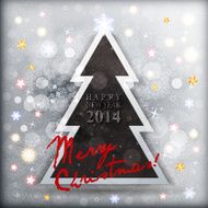 Happy New Year card or background with tree and snowflakes