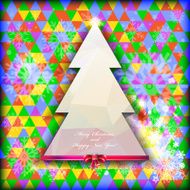 Happy New Year card or background with tree and snowflakes N3