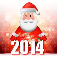 2014 Happy New Year card or background with Santa`s hat