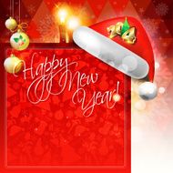 2014 Happy New Year card or background with Santa`s hat N2