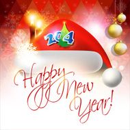 2014 Happy New Year card or background with Santa`s hat N3