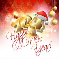 2014 Happy New Year card or background with Santa`s hat N10