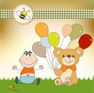 baby shower card with cute teddy bear N3