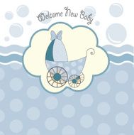 baby boy shower card with stroller