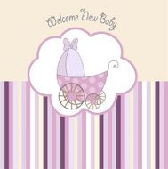 Baby girl announcement card N9