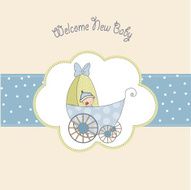 baby boy shower card with stroller N2