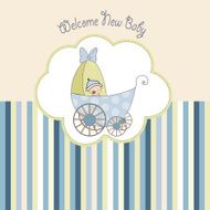 baby boy shower card with stroller N3