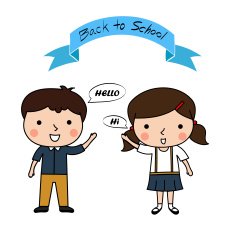 boy and girl greet say hello back to school