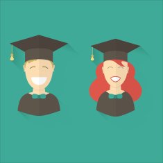 Happy Graduation Man and Woman Education Icons