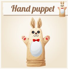 Hand Puppet Rabbit Cartoon vector illustration Series of children's