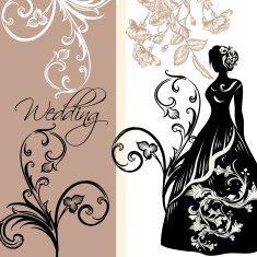 Design of wedding invitation with female silhouette N2