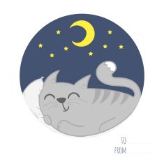 hand drawn sleepy cat card